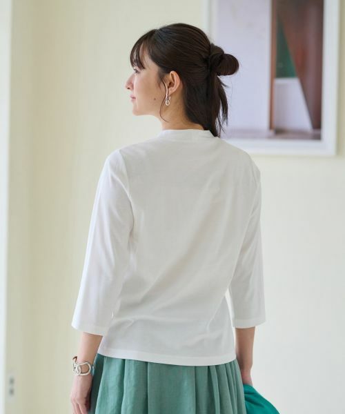 CARA O CRUZ / キャラ・オ・クルス Tシャツ | 【汗じみ防止 洗える】刺繍＆スパンコールの胸ポケットＴシャツ【CoC by CARA O CRUZ】 | 詳細11