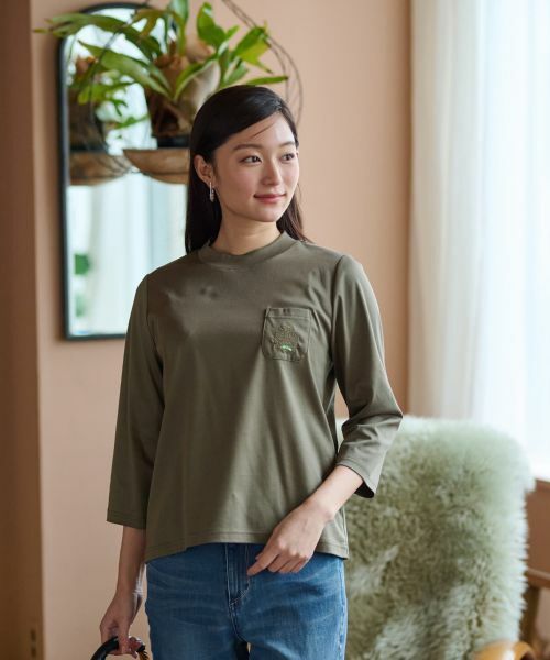 CARA O CRUZ / キャラ・オ・クルス Tシャツ | 【汗じみ防止 洗える】刺繍＆スパンコールの胸ポケットＴシャツ【CoC by CARA O CRUZ】 | 詳細15