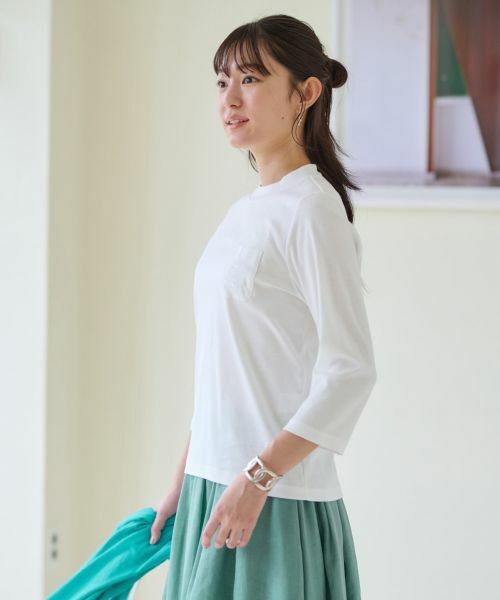 CARA O CRUZ / キャラ・オ・クルス Tシャツ | 【汗じみ防止 洗える】刺繍＆スパンコールの胸ポケットＴシャツ【CoC by CARA O CRUZ】 | 詳細9