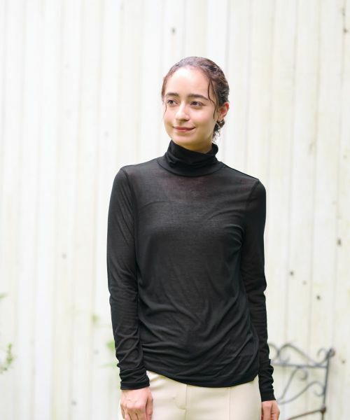 CARA O CRUZ / キャラ・オ・クルス カットソー | 洗えるタートルネックメッシュカットソー【CoC by CARA O CRUZ】 | 詳細3