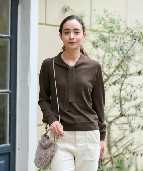 CARA O CRUZ / キャラ・オ・クルス ニット・セーター | 洗える ボウタイニット【ZEGNA BARUFFA】 | 詳細1