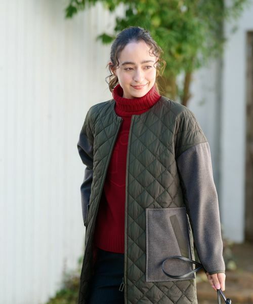 CARA O CRUZ / キャラ・オ・クルス その他アウター | 【防寒】異素材MIXキルティングコート【あったか】 | 詳細2
