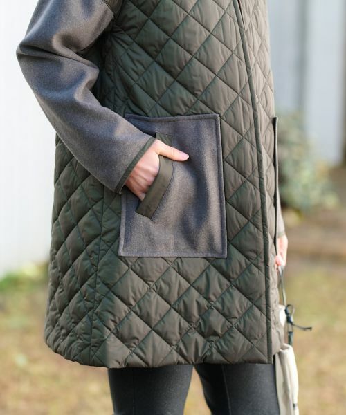 CARA O CRUZ / キャラ・オ・クルス その他アウター | 【防寒】異素材MIXキルティングコート【あったか】 | 詳細23