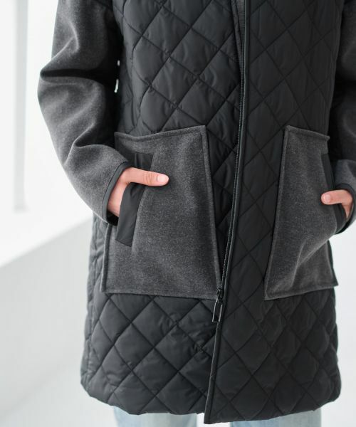 CARA O CRUZ / キャラ・オ・クルス その他アウター | 【防寒】異素材MIXキルティングコート【あったか】 | 詳細27