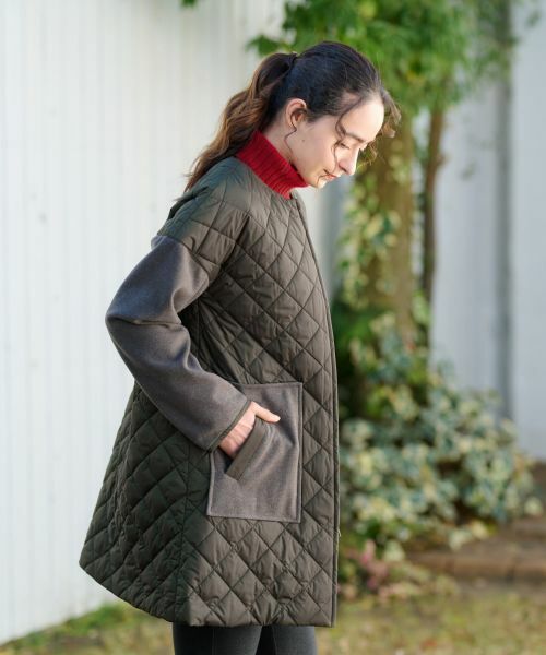 CARA O CRUZ / キャラ・オ・クルス その他アウター | 【防寒】異素材MIXキルティングコート【あったか】 | 詳細3