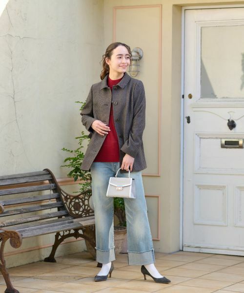 CARA O CRUZ / キャラ・オ・クルス テーラードジャケット | ジャージのチェックコート【MANTECO】【RECYCLE WOOL】 | 詳細12