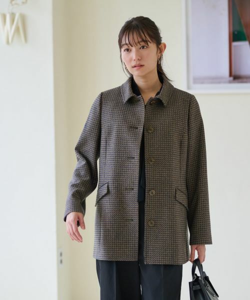 CARA O CRUZ / キャラ・オ・クルス テーラードジャケット | ジャージのチェックコート【MANTECO】【RECYCLE WOOL】 | 詳細14