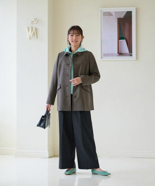 CARA O CRUZ / キャラ・オ・クルス テーラードジャケット | ジャージのチェックコート【MANTECO】【RECYCLE WOOL】 | 詳細19