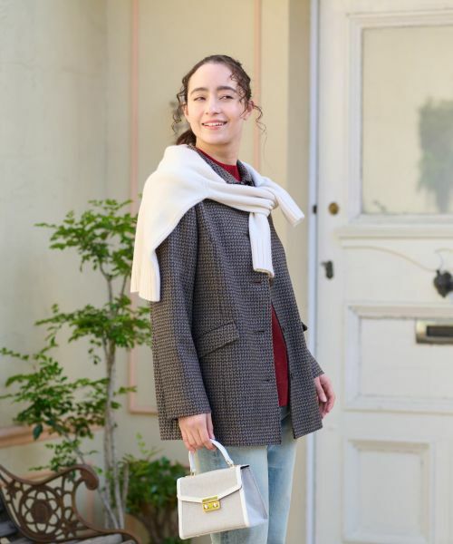 CARA O CRUZ / キャラ・オ・クルス テーラードジャケット | ジャージのチェックコート【MANTECO】【RECYCLE WOOL】 | 詳細2