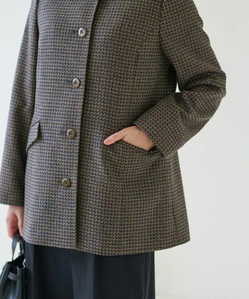 CARA O CRUZ / キャラ・オ・クルス テーラードジャケット | ジャージのチェックコート【MANTECO】【RECYCLE WOOL】 | 詳細29