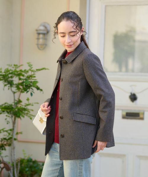 CARA O CRUZ / キャラ・オ・クルス テーラードジャケット | ジャージのチェックコート【MANTECO】【RECYCLE WOOL】 | 詳細4