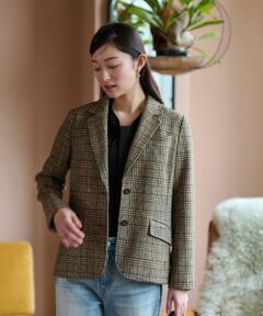 CARA O CRUZ / キャラ・オ・クルス テーラードジャケット | ツイードチェックのジャージジャケット【PONTE TORTO】【セットアップ】