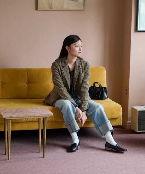 CARA O CRUZ / キャラ・オ・クルス テーラードジャケット | ツイードチェックのジャージジャケット【PONTE TORTO】【セットアップ】 | 詳細1