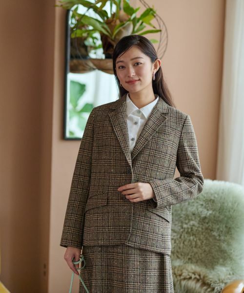 CARA O CRUZ / キャラ・オ・クルス テーラードジャケット | ツイードチェックのジャージジャケット【PONTE TORTO】【セットアップ】 | 詳細10