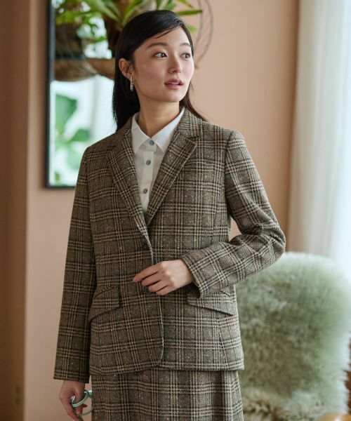 CARA O CRUZ / キャラ・オ・クルス テーラードジャケット | ツイードチェックのジャージジャケット【PONTE TORTO】【セットアップ】 | 詳細11
