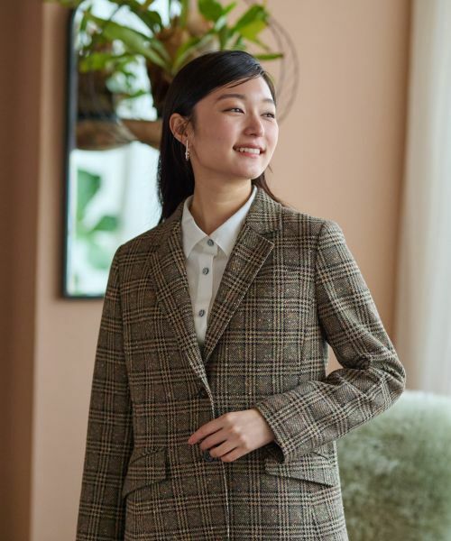 CARA O CRUZ / キャラ・オ・クルス テーラードジャケット | ツイードチェックのジャージジャケット【PONTE TORTO】【セットアップ】 | 詳細12