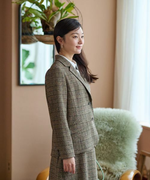 CARA O CRUZ / キャラ・オ・クルス テーラードジャケット | ツイードチェックのジャージジャケット【PONTE TORTO】【セットアップ】 | 詳細16