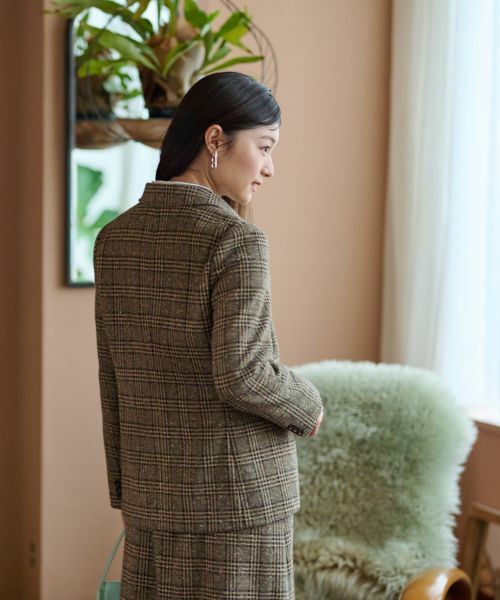 CARA O CRUZ / キャラ・オ・クルス テーラードジャケット | ツイードチェックのジャージジャケット【PONTE TORTO】【セットアップ】 | 詳細17