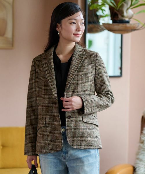 CARA O CRUZ / キャラ・オ・クルス テーラードジャケット | ツイードチェックのジャージジャケット【PONTE TORTO】【セットアップ】 | 詳細2