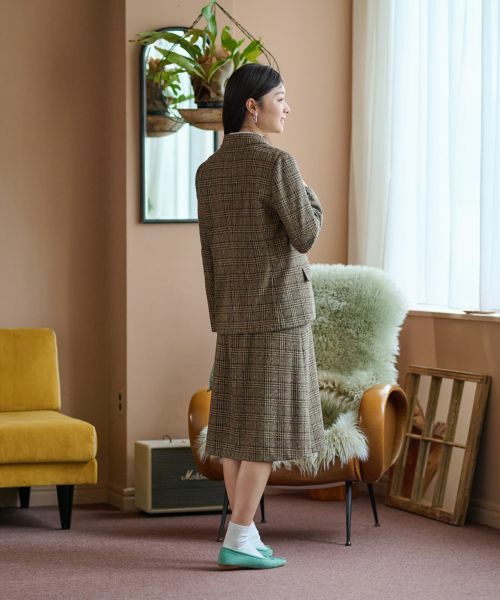 CARA O CRUZ / キャラ・オ・クルス テーラードジャケット | ツイードチェックのジャージジャケット【PONTE TORTO】【セットアップ】 | 詳細20
