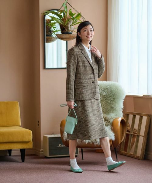 CARA O CRUZ / キャラ・オ・クルス テーラードジャケット | ツイードチェックのジャージジャケット【PONTE TORTO】【セットアップ】 | 詳細21