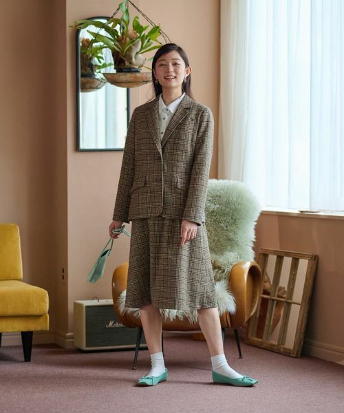 CARA O CRUZ / キャラ・オ・クルス テーラードジャケット | ツイードチェックのジャージジャケット【PONTE TORTO】【セットアップ】 | 詳細22
