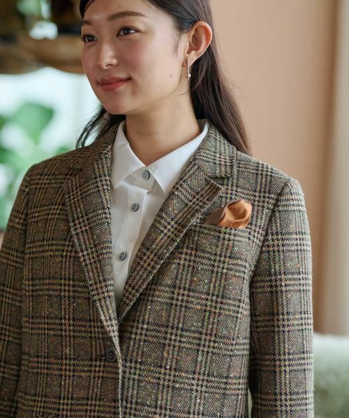 CARA O CRUZ / キャラ・オ・クルス テーラードジャケット | ツイードチェックのジャージジャケット【PONTE TORTO】【セットアップ】 | 詳細23