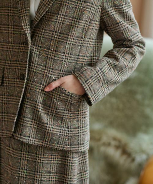 CARA O CRUZ / キャラ・オ・クルス テーラードジャケット | ツイードチェックのジャージジャケット【PONTE TORTO】【セットアップ】 | 詳細24