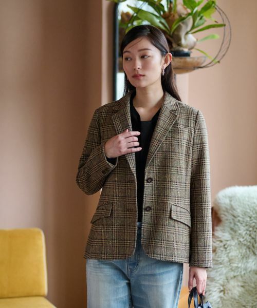 CARA O CRUZ / キャラ・オ・クルス テーラードジャケット | ツイードチェックのジャージジャケット【PONTE TORTO】【セットアップ】 | 詳細3