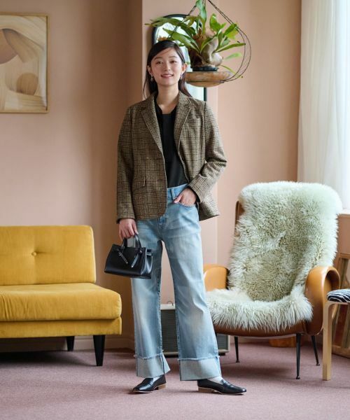 CARA O CRUZ / キャラ・オ・クルス テーラードジャケット | ツイードチェックのジャージジャケット【PONTE TORTO】【セットアップ】 | 詳細5