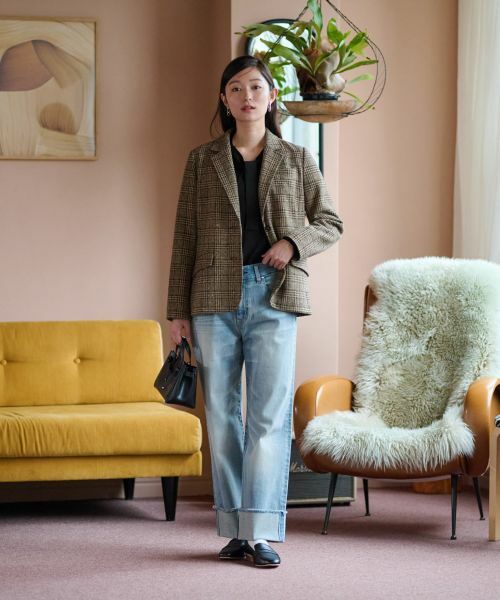 CARA O CRUZ / キャラ・オ・クルス テーラードジャケット | ツイードチェックのジャージジャケット【PONTE TORTO】【セットアップ】 | 詳細6