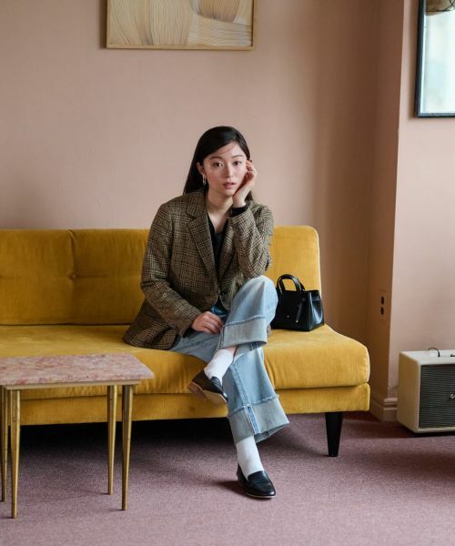 CARA O CRUZ / キャラ・オ・クルス テーラードジャケット | ツイードチェックのジャージジャケット【PONTE TORTO】【セットアップ】 | 詳細7