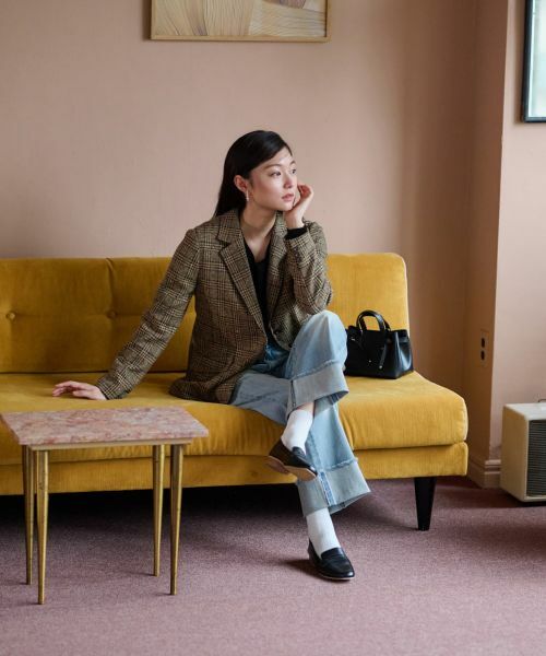 CARA O CRUZ / キャラ・オ・クルス テーラードジャケット | ツイードチェックのジャージジャケット【PONTE TORTO】【セットアップ】 | 詳細8