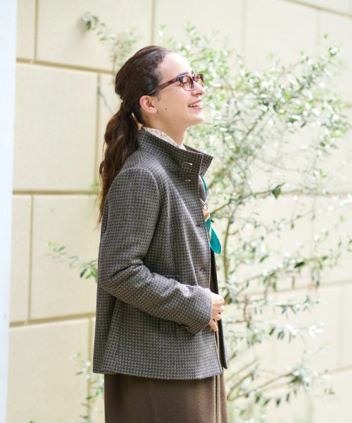 CARA O CRUZ / キャラ・オ・クルス テーラードジャケット | チェックのスタンドカラージャケット【MANTECO】【RECYCLE WOOL】 | 詳細17