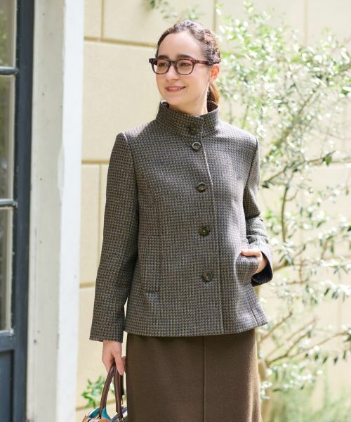 CARA O CRUZ / キャラ・オ・クルス テーラードジャケット | チェックのスタンドカラージャケット【MANTECO】【RECYCLE WOOL】 | 詳細21