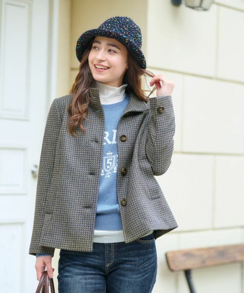 CARA O CRUZ / キャラ・オ・クルス テーラードジャケット | チェックのスタンドカラージャケット【MANTECO】【RECYCLE WOOL】 | 詳細4