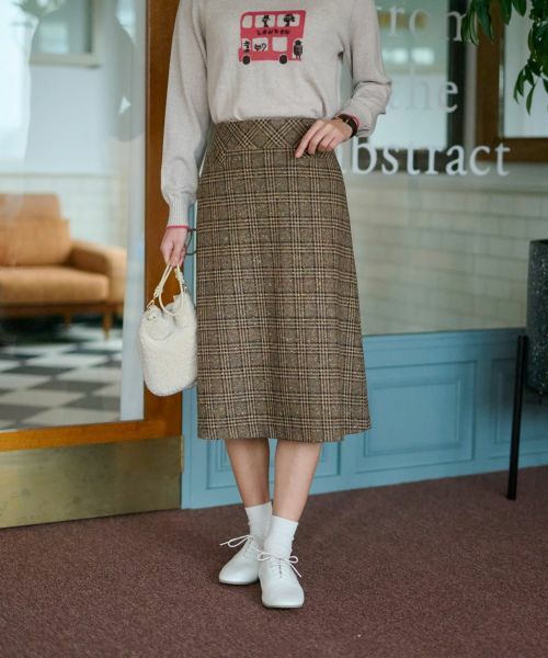 CARA O CRUZ / キャラ・オ・クルス ミニ・ひざ丈スカート | ツイードチェックのジャージスカート【PONTE TORTO】【セットアップ】 | 詳細10