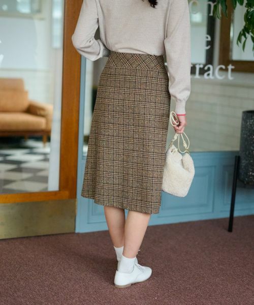 CARA O CRUZ / キャラ・オ・クルス ミニ・ひざ丈スカート | ツイードチェックのジャージスカート【PONTE TORTO】【セットアップ】 | 詳細12