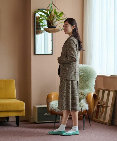 CARA O CRUZ / キャラ・オ・クルス ミニ・ひざ丈スカート | ツイードチェックのジャージスカート【PONTE TORTO】【セットアップ】 | 詳細16