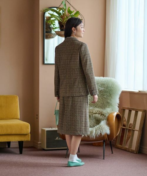CARA O CRUZ / キャラ・オ・クルス ミニ・ひざ丈スカート | ツイードチェックのジャージスカート【PONTE TORTO】【セットアップ】 | 詳細17