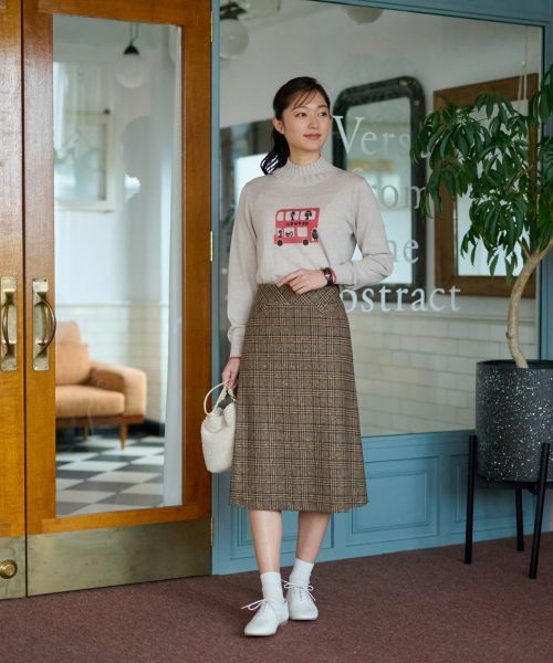 CARA O CRUZ / キャラ・オ・クルス ミニ・ひざ丈スカート | ツイードチェックのジャージスカート【PONTE TORTO】【セットアップ】 | 詳細22