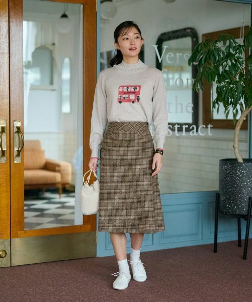 CARA O CRUZ / キャラ・オ・クルス ミニ・ひざ丈スカート | ツイードチェックのジャージスカート【PONTE TORTO】【セットアップ】 | 詳細24