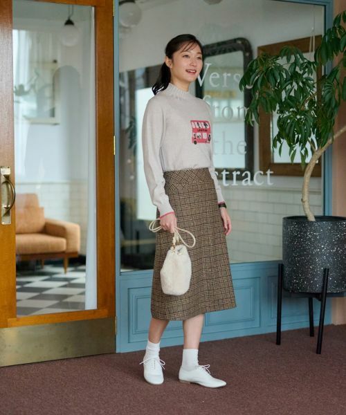 CARA O CRUZ / キャラ・オ・クルス ミニ・ひざ丈スカート | ツイードチェックのジャージスカート【PONTE TORTO】【セットアップ】 | 詳細25