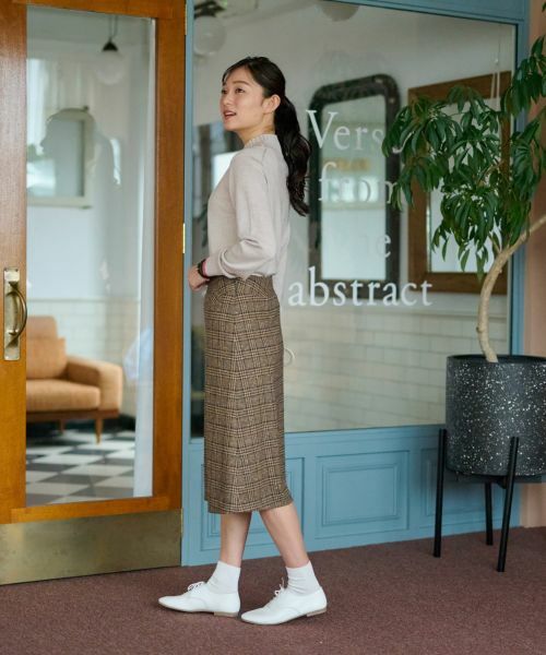 CARA O CRUZ / キャラ・オ・クルス ミニ・ひざ丈スカート | ツイードチェックのジャージスカート【PONTE TORTO】【セットアップ】 | 詳細26