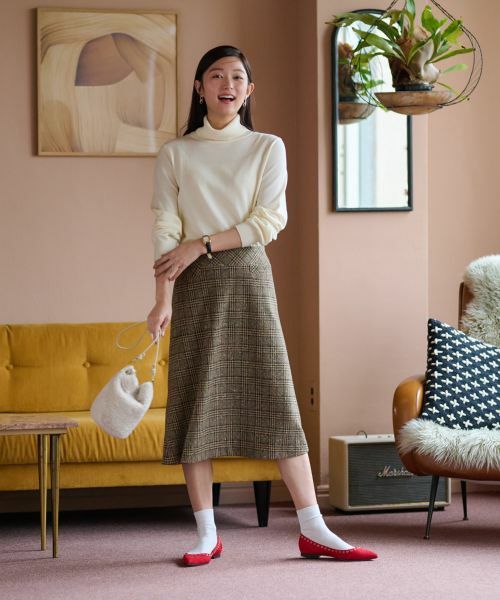 CARA O CRUZ / キャラ・オ・クルス ミニ・ひざ丈スカート | ツイードチェックのジャージスカート【PONTE TORTO】【セットアップ】 | 詳細30