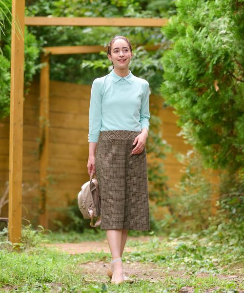 CARA O CRUZ / キャラ・オ・クルス ミニ・ひざ丈スカート | ツイードチェックのジャージスカート【PONTE TORTO】【セットアップ】 | 詳細8