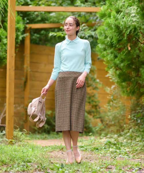 CARA O CRUZ / キャラ・オ・クルス ミニ・ひざ丈スカート | ツイードチェックのジャージスカート【PONTE TORTO】【セットアップ】 | 詳細9