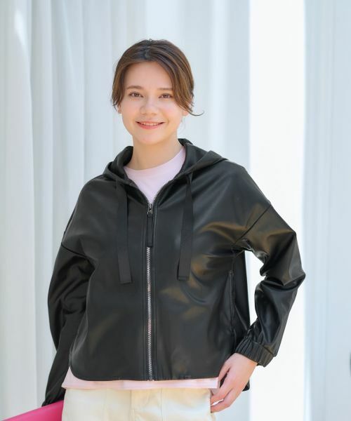 CARA O CRUZ / キャラ・オ・クルス その他アウター | 合皮フーデットブルゾン | 詳細11