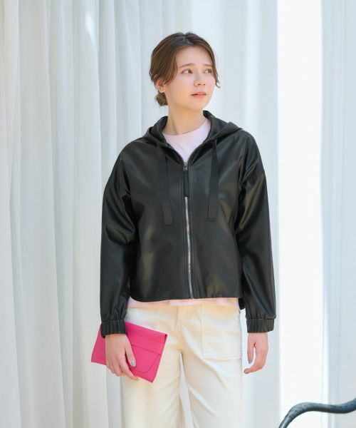 CARA O CRUZ / キャラ・オ・クルス その他アウター | 合皮フーデットブルゾン | 詳細13