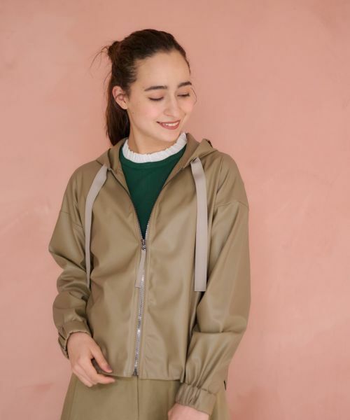 CARA O CRUZ / キャラ・オ・クルス その他アウター | 合皮フーデットブルゾン | 詳細2